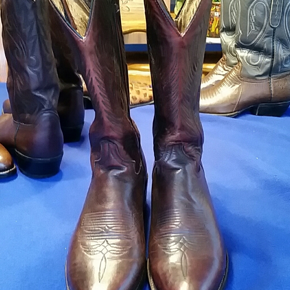 Dark brown with hint of red cowboy boots